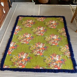 Vintage Rectangular Fringed Fruit Design Tablecloth 54" x 68"